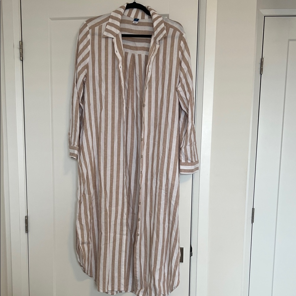 Old Navy Striped Button-Up Long Shirt Dress